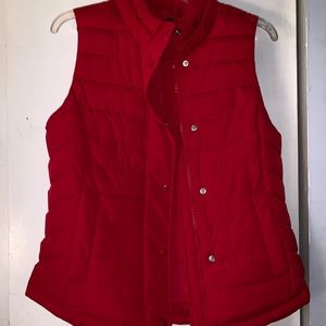Red puffer vest